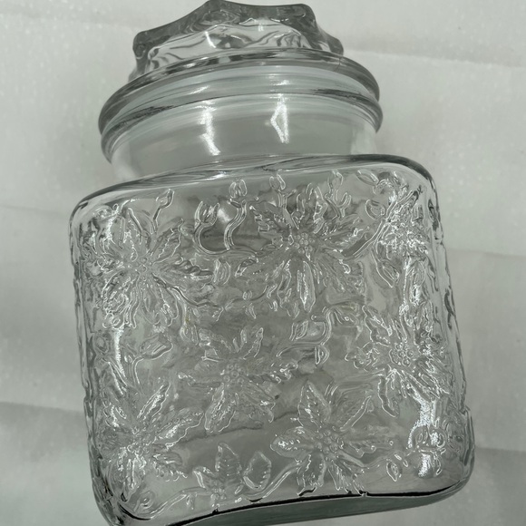 Princess House Fantasia Glass Canister Square Covered Jar With Lid - Picture 2 of 4